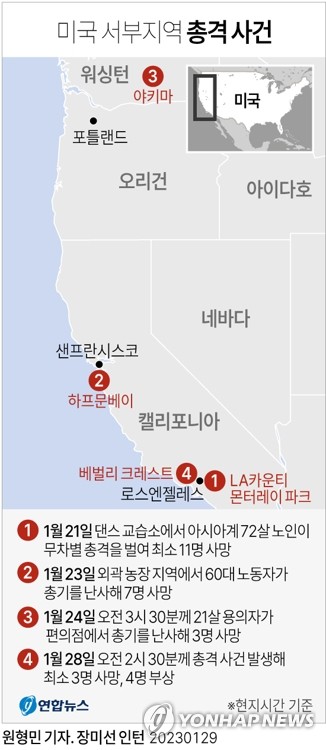 [그래픽] 미국 서부지역 총격 사건