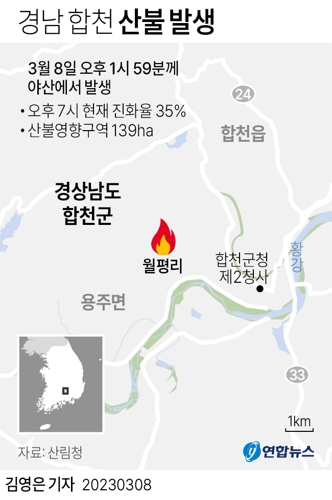 [그래픽] 경남 합천 산불 발생