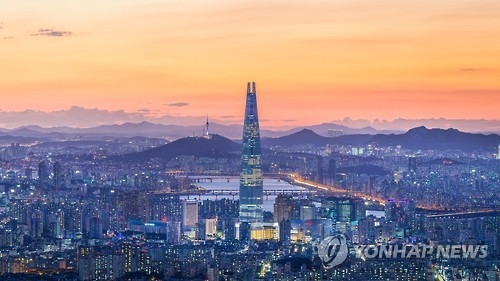 This photo provided by Lotte Group shows Lotte World Tower in the Jamsil district of Seoul. (Yonhap)