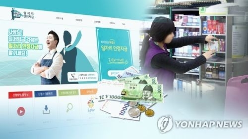 This image illustrates government efforts to compensate small businesses for the minimum wage hike. (Yonhap)