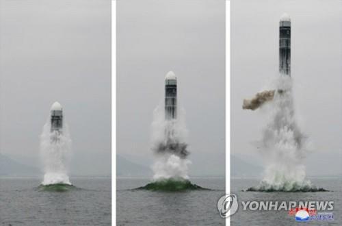 This photo released by North Korea's state media shows a missile being launched from waters off its east coast on Oct. 2, 2019. The North's Korean Central News Agency said Thursday that it successfully test-fired a submarine-launched ballistic missile from waters off its eastern coast town of Wonsan the previous day. (For Use Only in the Republic of Korea. No Redistribution) (Yonhap)