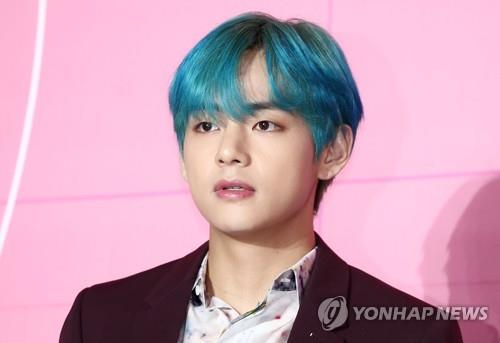 This photo shows BTS member V during a press conference on April 17, 2019. (Yonhap)