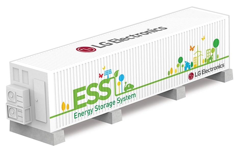 This image provided by LG Electronics Inc. on March 24, 2021, shows the company's container-type energy storage system. (PHOTO NOT FOR SALE) (Yonhap)