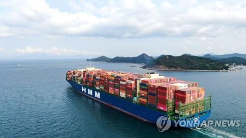 This photo provided by HMM Co. on Sept. 2, 2021, shows one of the shipper's container carriers. (PHOTO NOT FOR SALE) (Yonhap)