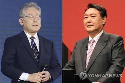 This compilation image shows ruling Democratic Party presidential nominee Lee Jae-myung (L) and main opposition People Power Party candidate Yoon Seok-youl. (Pool photo) (Yonhap)