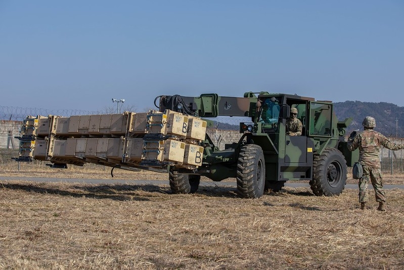 Soldiers assigned to the 35th Air Defense Artillery Brigade of the U.S. Forces Korea move Patriot missiles during a recent training session in South Korea, in this undated photo provided by the USFK. (PHOTO NOT FOR SALE) (Yonhap) 