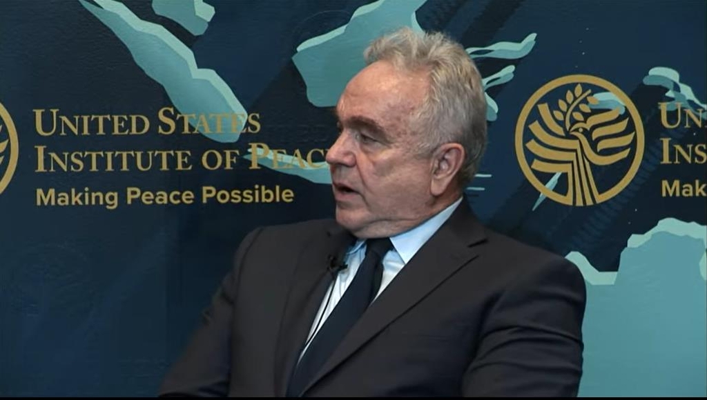 Kurt Campbell, deputy assistant to the president and National Security Council policy coordinator for the Indo-Pacific, is seen speaking in a seminar hosted by the U.S. Institute of Peace in Washington on May 11, 2022 in this image captured from the state-run think tank's website. (Yonhap)