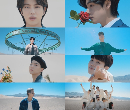This composite photo provided by Big Hit Music on June 10, 2022, shows scenes from the music video for "Yet To Come," the lead single of BTS' first anthology album "Proof." (PHOTO NOT FOR SALE) (Yonhap)