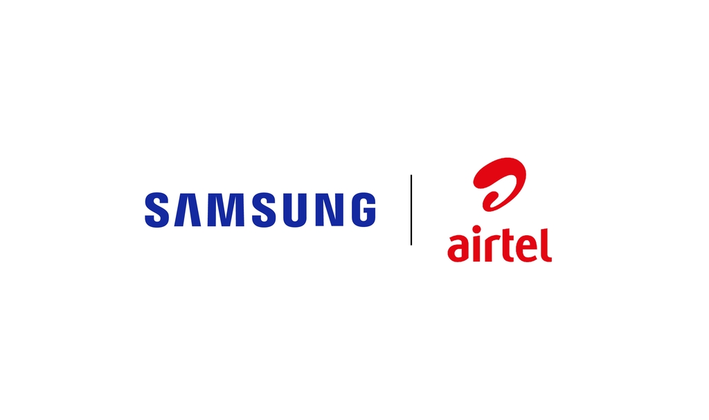 The logos of Samsung Electronics Co. and Bharti Airtel (PHOTO NOT FOR SALE) (Yonhap)