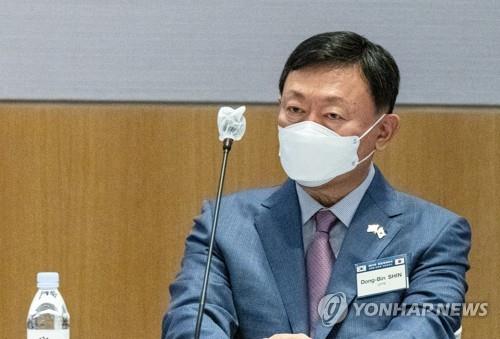 Lotte Group Chairman Shin Dong-bin attends the 29th South Korea-Japan Business Council meeting in Seoul on July 4, 2022. (Yonhap)