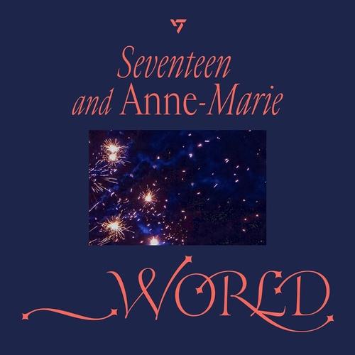 A promotional image for "_World (Feat. Anne-Marie)," an upcoming collaborative single between Seventeen and British singer-songwriter Anne-Marie, provided by Pledis Entertainment (PHOTO NOT FOR SALE) (Yonhap)