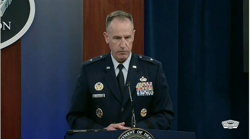 Pentagon Press Secretary Brig. Gen. Pat Ryder is seen answering questions during a press briefing at the U.S. Department of Defense in Washington on Oct. 4, 2022 in this image captured from the department's website. (Yonhap)