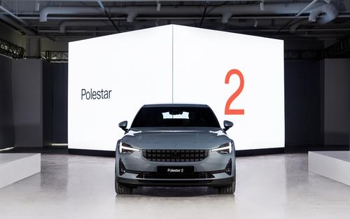 This file photo, taken Jan. 18, 2022, and provided by Polestar, shows the Polestar 2 all-electric car displayed at Dongdaemun Design Plaza in eastern Seoul. (Yonhap)