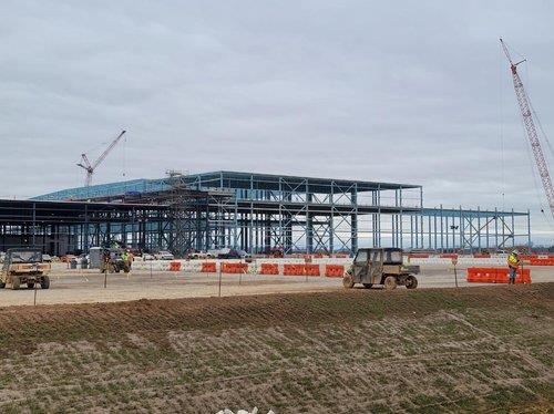 This file photo, provided on Jan. 15, 2023, by SK On Co., the battery unit of SK Innovation Co., shows its electric vehicle battery manufacturing site under construction in the U.S. state of Kentucky, in a joint venture with Ford Motor Co. (PHOTO NOT FOR SALE) (Yonhap)
