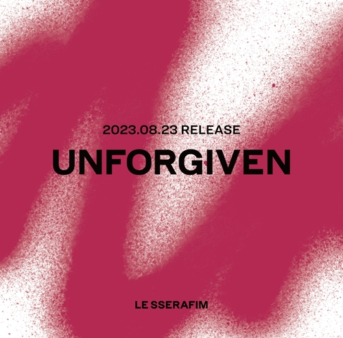 This photo provided by Source Music is a promotional image for "Unforgiven," the second Japanese-language single from K-pop girl group Le Sserafim set for release on Aug. 23, 2023. (PHOTO NOT FOR SALE) (Yonhap)