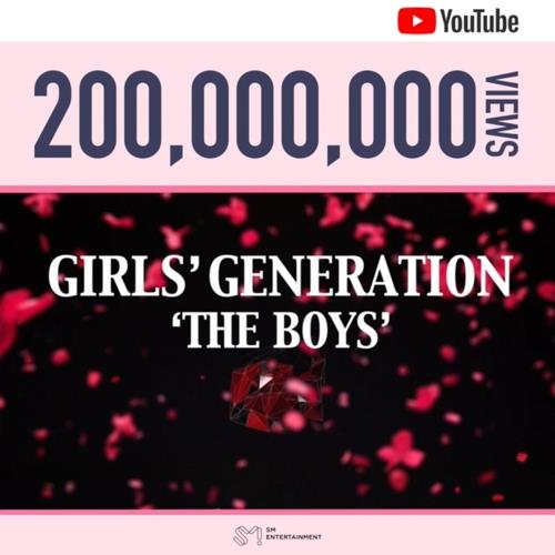 少女時代の「Ｔｈｅ　Ｂｏｙｓ」のミュージックビデオが「ユーチューブ」で再生回数２億回を突破した（所属事務所提供）＝（聯合ニュース）