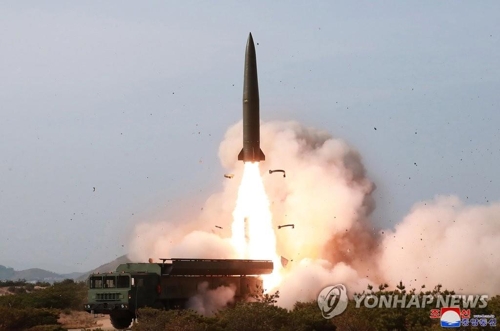［写真］北朝鮮がロケット砲など訓練