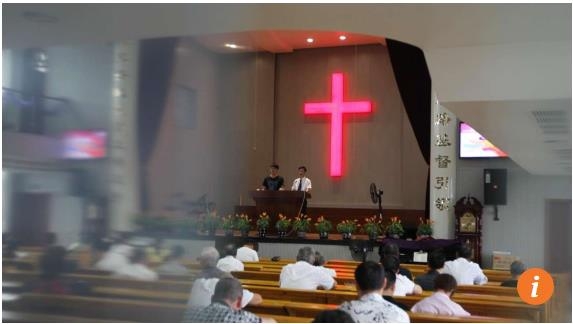 중국 저장성 원저우 링보교회 내부