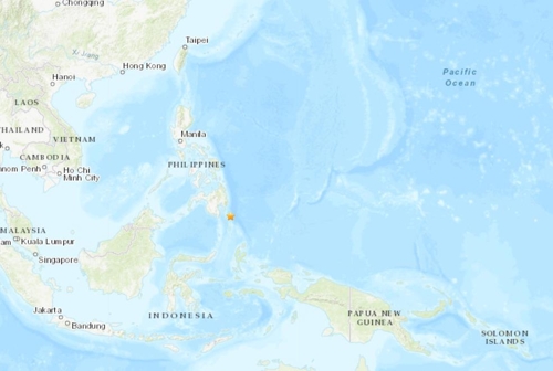 가운데 노란색 표시가 지진 발생지 [USGS 홈페이지 캡처]