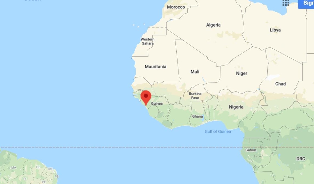 아프리카 기니 수도 코나크리(빨간점)