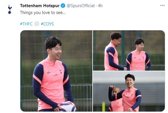 부상을 딛고 훈련에 합류한 손흥민