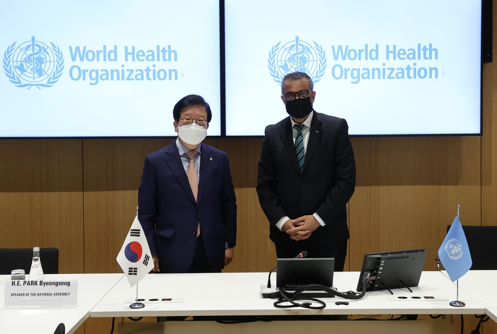 박병석 의장, 테워드로스 아드하놈 거브러여수스 세계보건기구(WHO) 사무총장 면담