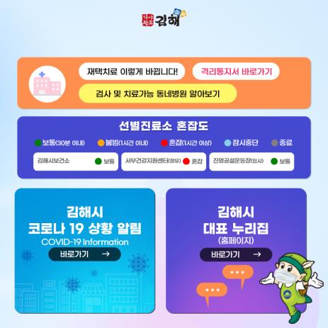 김해시청 홈페이지 선별진료소 혼잡도 확인 