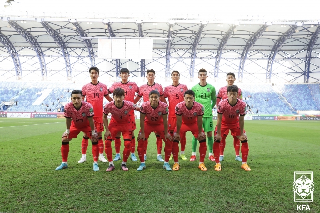 UAE전에 선발 출전한 한국 축구대표.