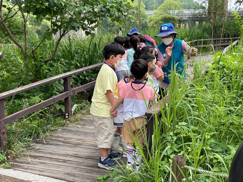 서울시설공단 '청계천 생태학교' 진행 모습