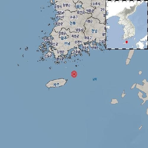 기상청 "전남 여수 거문도 남쪽 바다서 규모 2.1 지진"