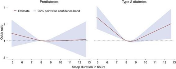 수면시간-당뇨병 관계(오른쪽) / 네덜란드 마스트리흐트 대학 연구팀 제공