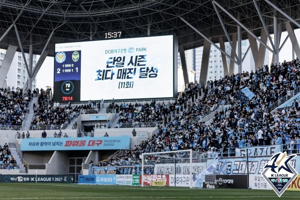 대구-인천 경기 열린 12월 3일 매진 달성한 DGB대구은행파크 모습