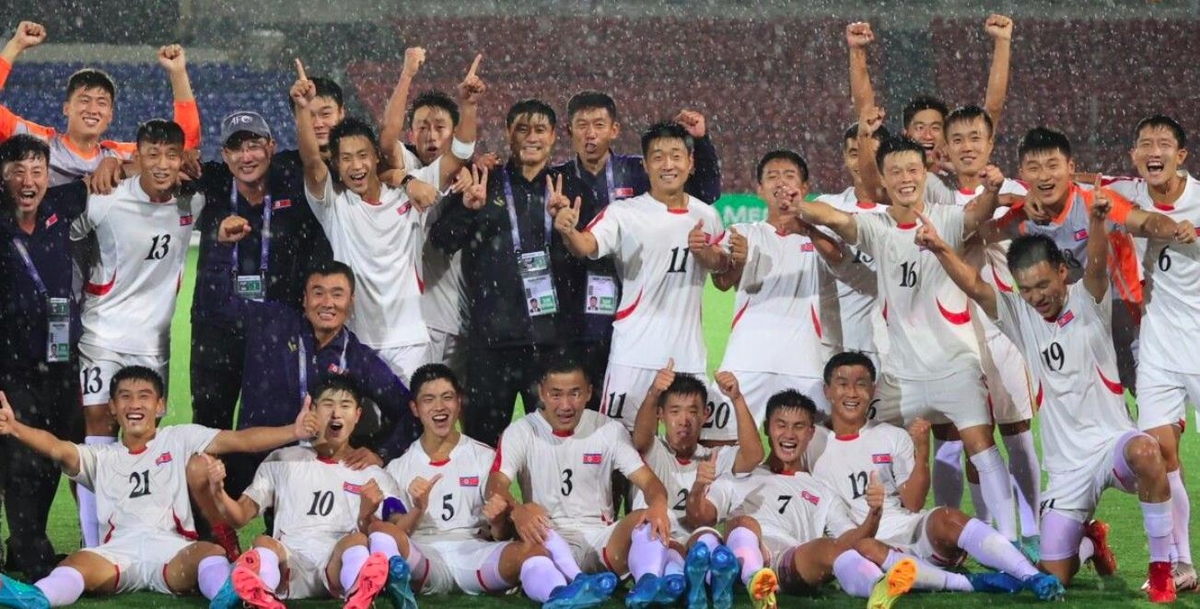 2025 AFC U-20 월드컵 본선 진출을 기뻐하는 북한 U-19 대표팀 선수들