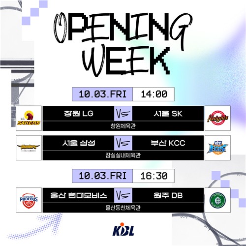 2025-2026시즌 프로농구, 10월 3일 LG-SK 대결로 개막