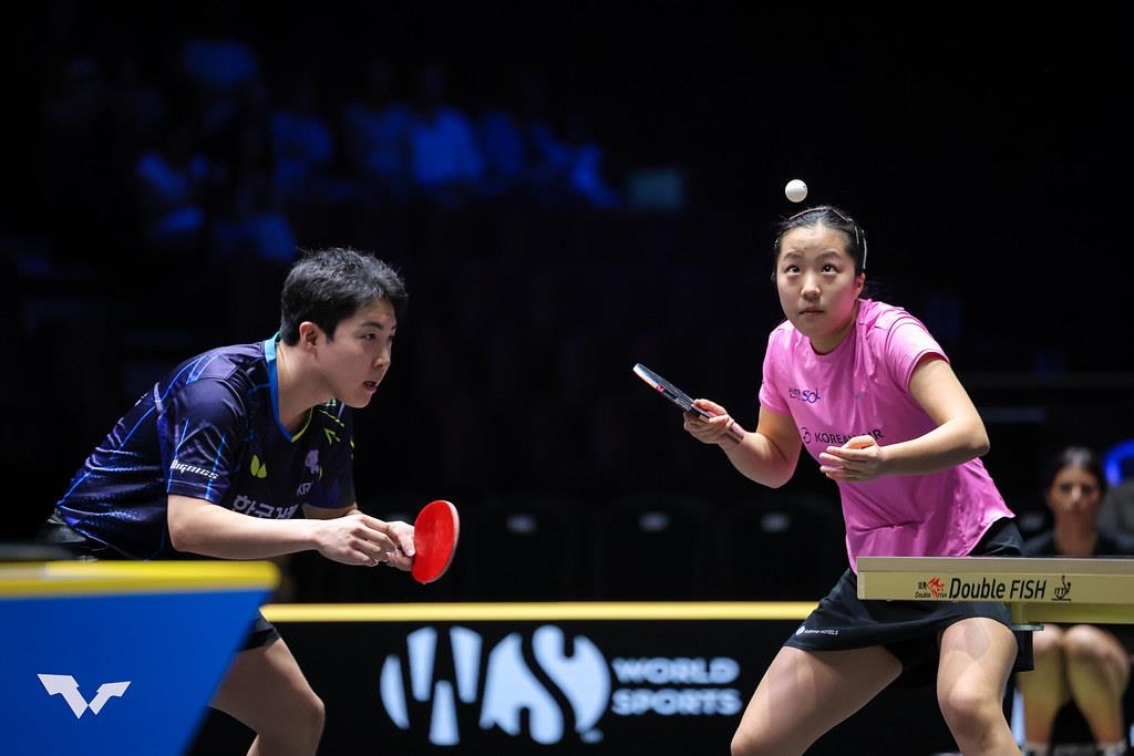 WTT 유럽 스매시에 나선 임종훈(왼쪽)과 신유빈