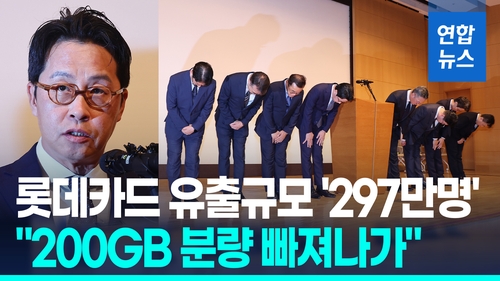 [영상] 롯데카드 대표 "회원정보 유출규모 297만명…200GB 분량"