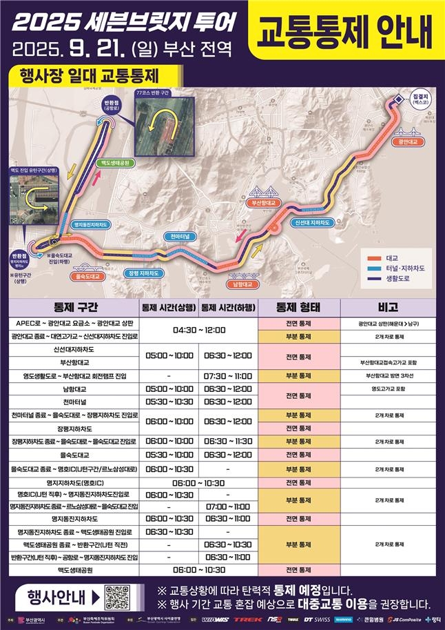 자전거 3천여대 부산 광안대교 씽씽 '세븐브릿지 투어'