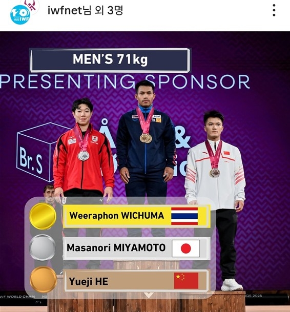 위추마, 2025 세계역도선수권 남자 71㎏급 우승