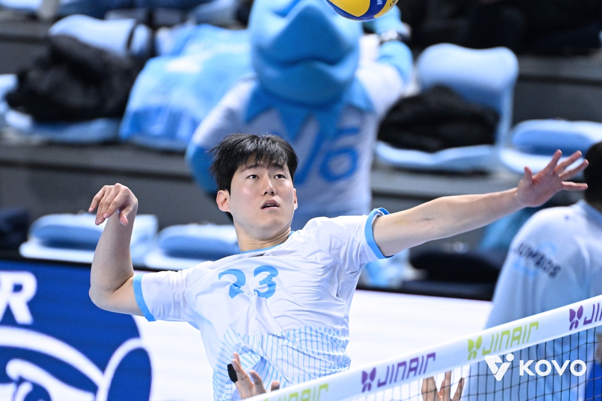 대한항공의 '무기', 미들 블로커 김민재의 확률 높은 속공