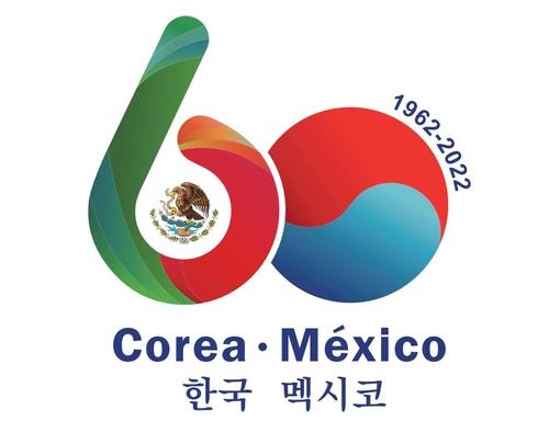 La imagen muestra el logotipo del 60º aniversario de las relaciones diplomáticas entre Corea del Sur y México.