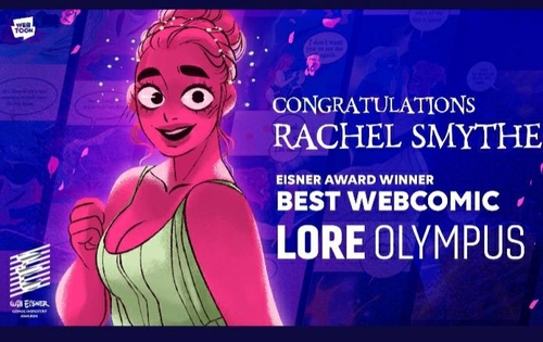 La imagen, capturada de Twitter, muestra el anuncio de la obtención del premio Eisner por parte de "Lore Olympus", de Rachel Smythe. (Prohibida su reventa y archivo)