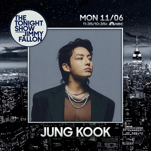 La imagen, proporcionada, el 2 de noviembre de 2023, por "The Tonight Show Starring Jimmy Fallon", muestra al miembro de BTS Jungkook. (Prohibida su reventa y archivo)