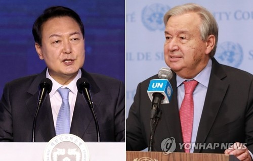 尹대통령, 유엔총장 통화…"단호·단합된 안보리 北대응" 주문