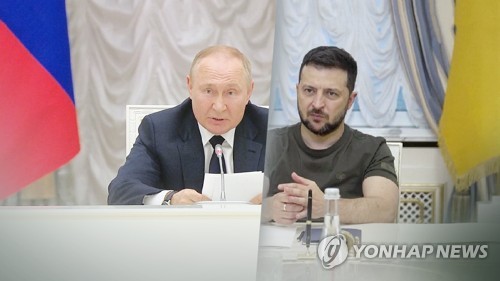 블라디미르 푸틴 러시아 대통령과 볼로디미르 젤렌스키 우크라이나 대통령(왼쪽부터) (CG)