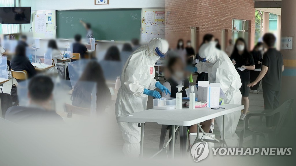 This Yonhap News TV image shows students at schools and medical workers as most schools begin a new semester on the week of Aug. 22, 2022. (PHOTO NOT FOR SALE) (Yonhap)