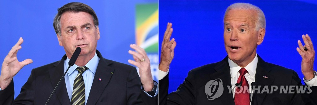 브라질의 자이르 보우소나루 대통령(왼쪽)과 조 바이든 미국 대통령(오른쪽). [AFP=연합뉴스 자료사진]