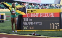 [세계육상] 프레이저-프라이스, 여자 100ｍ 5번째 우승…10초67 대회新