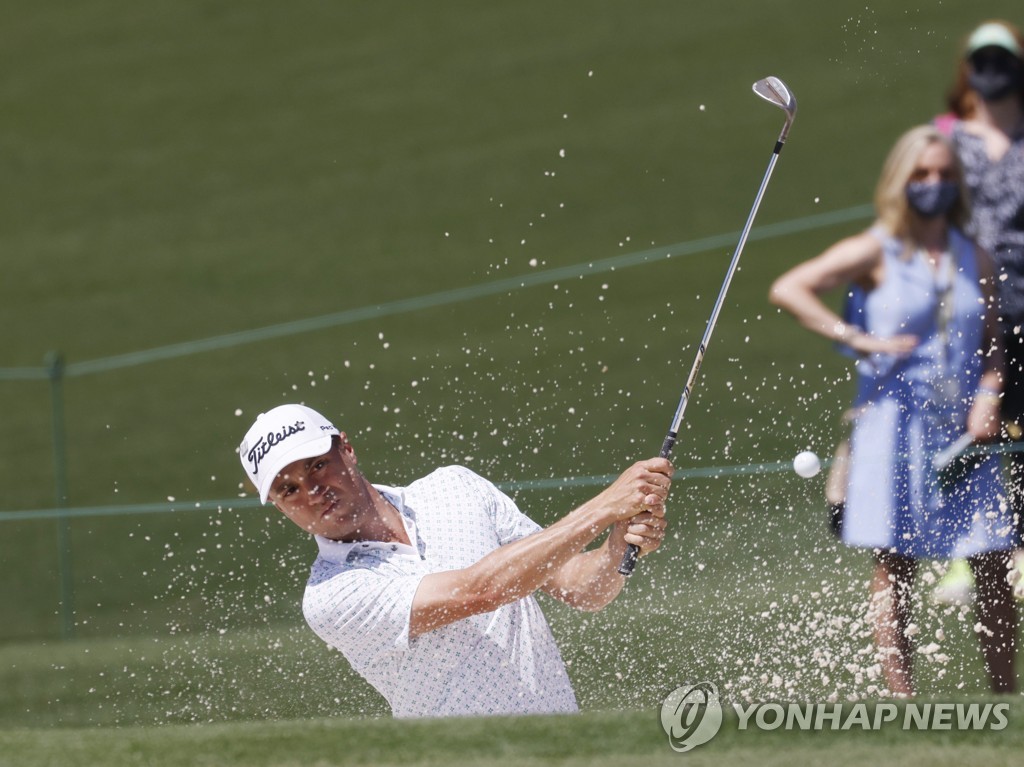마스터스 개막을 앞두고 연습하는 토머스.