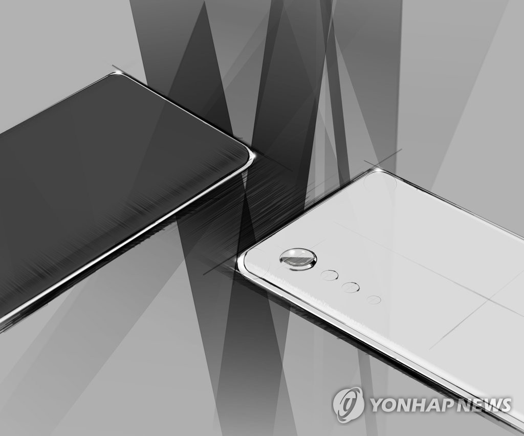 This image provided by LG Electronics Inc. on April 9, 2020, shows a rendering of its upcoming new smartphone. (PHOTO NOT FOR SALE) (Yonhap)