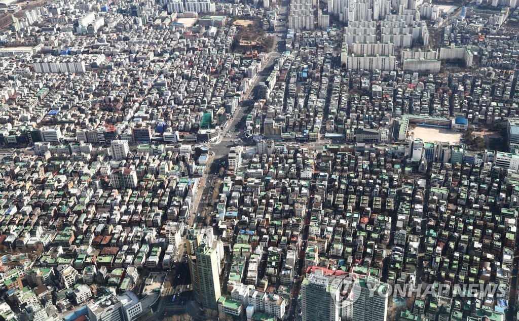 서울 송파구의 다세대·연립주택 밀집촌